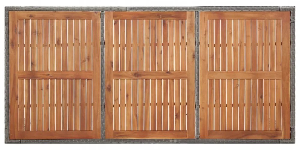 szürke polyrattan és akácfa kerti asztal 200 x 150 x 74 cm