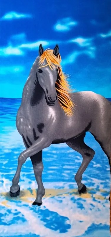 Ló törölköző 70 x 150 cm mikroszálas szürke ló