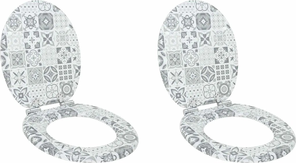 vidaXL Lágy záródású WC ülőke 2 pcs Kék és fehér porcelán 44 x 38 cm