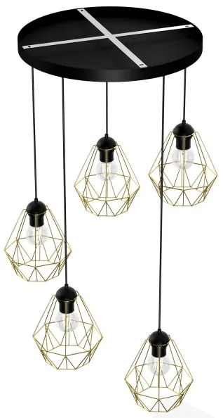 Csillár zsinóron BERGEN 5xE27/60W/230V fekete/arany