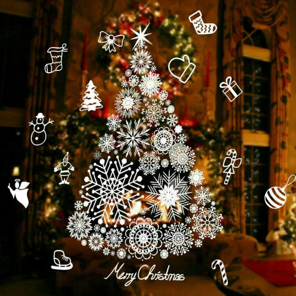 Karácsonyi Matricák Ablak Üveg Díszek Karácsonyfa Karácsony