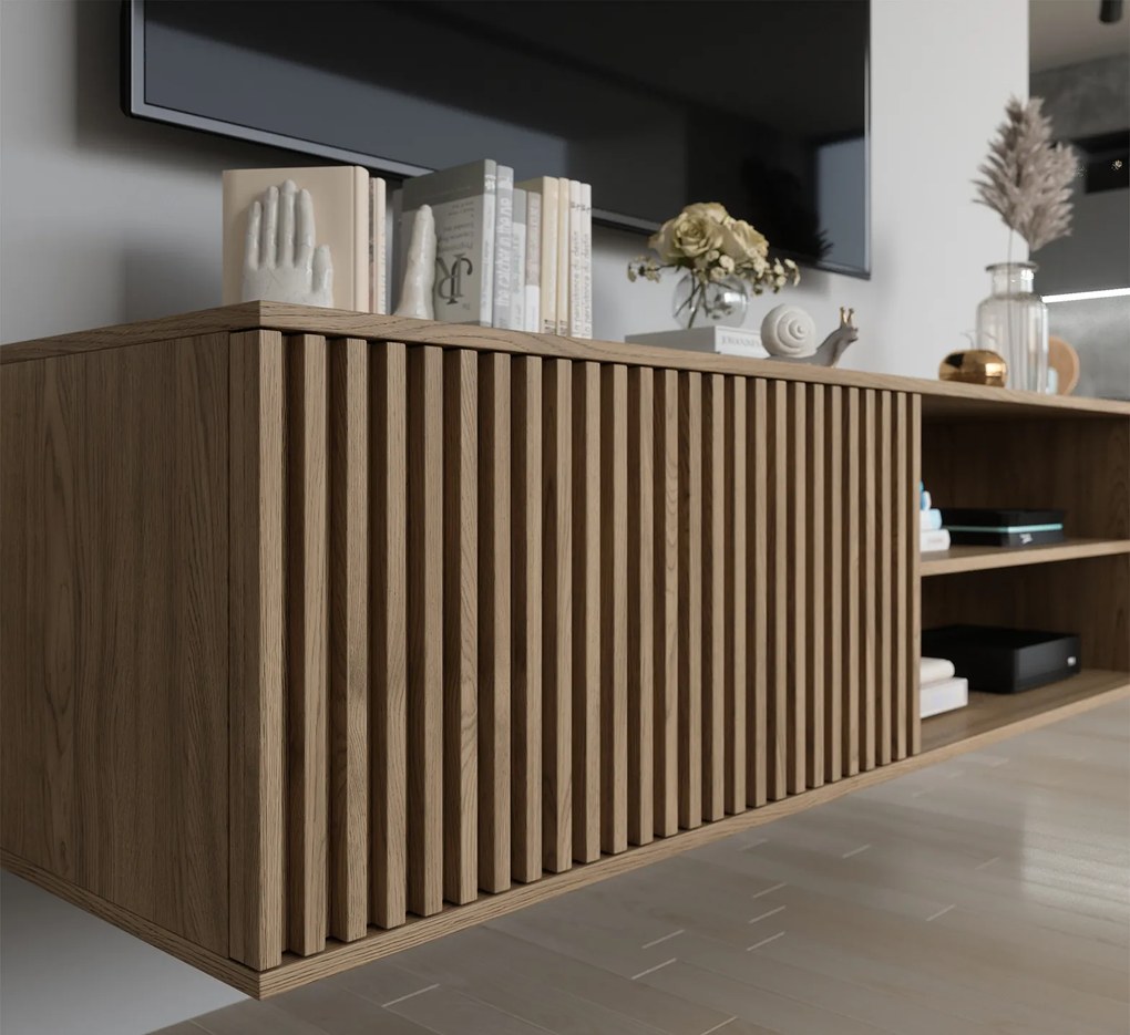 AKCIÓ Fali TV állvány ENTSIAN 150x40cm, artisan tölgy, II. osztály