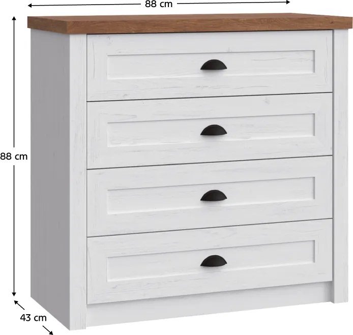 Komód, sosna andersen/tölgyfa lefkas, PROVANCE K4