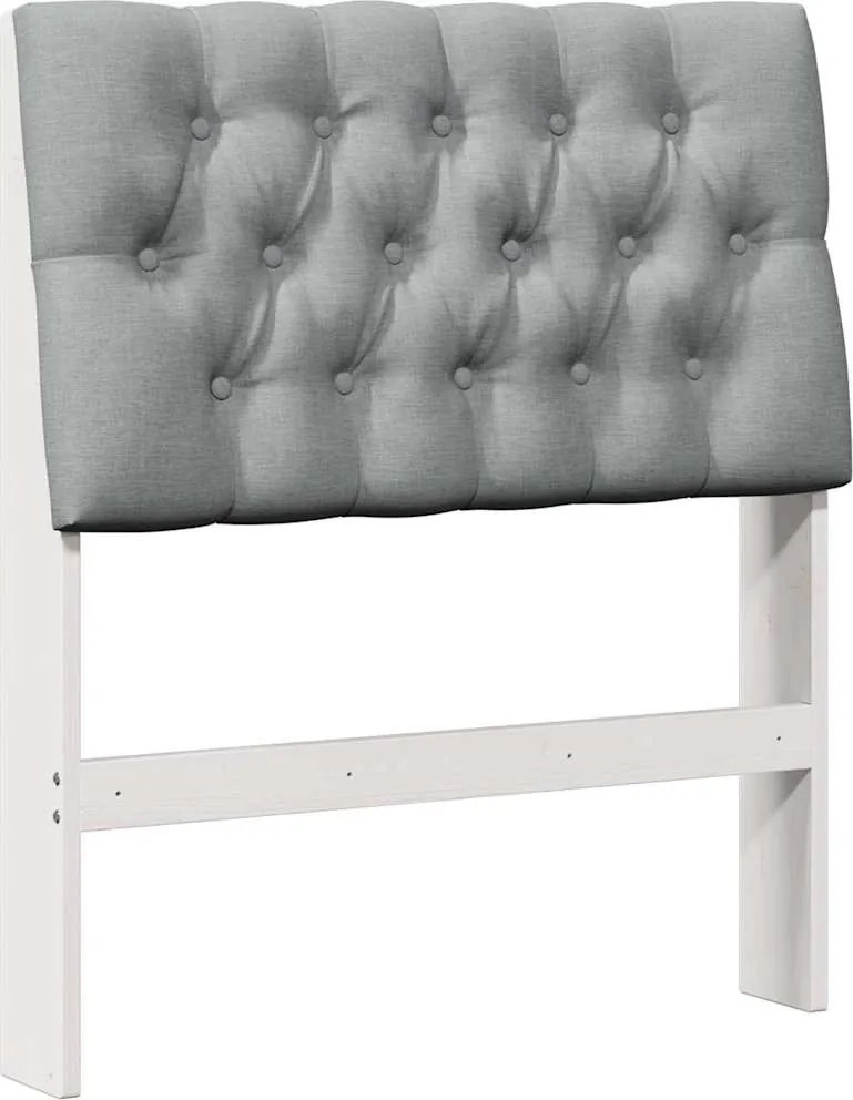 vidaXL Kárpitozott fejtámla Világosszürke 75 cm Tömör fenyőfa