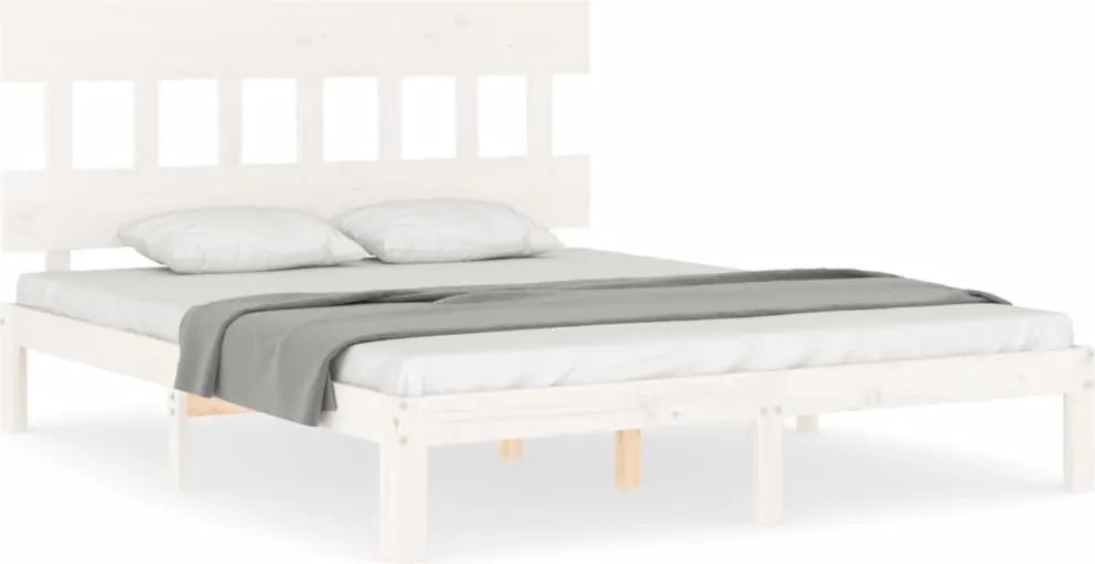 vidaXL fehér tömör fenyőfa ágy matrac nélkül 160 x 200 cm