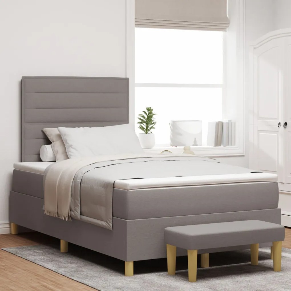 Box Spring Ágy Matraccal és Pad Taupe 120x190 cm Szövet