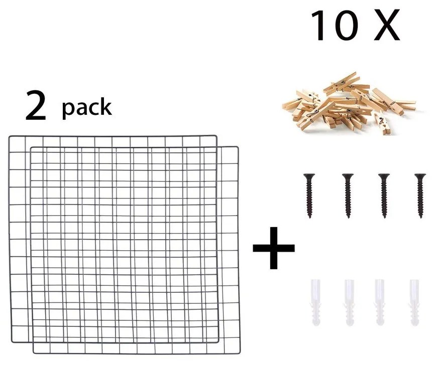 Reminder 2 részes fekete fém üzenőfal, 60 x 60 cm