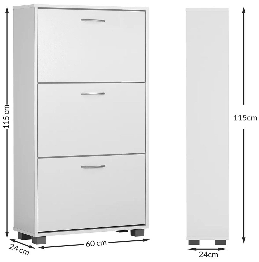 Casaria® Cipősszekrény 115x60x24 cm - fehér
