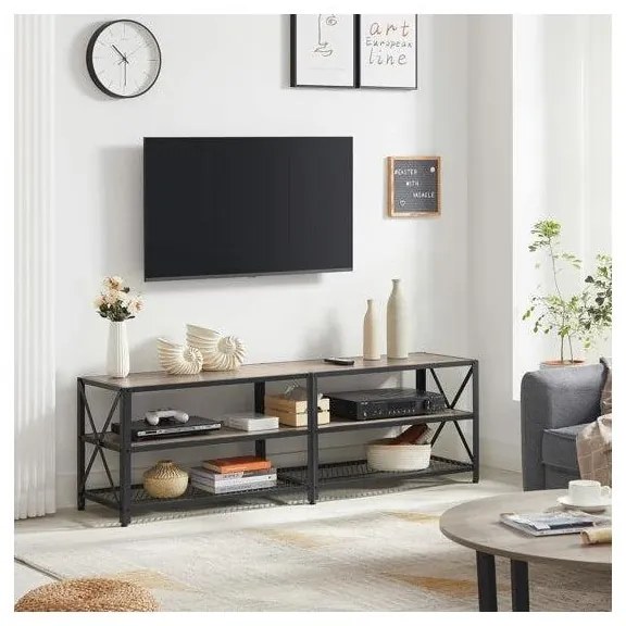 TV szekrény, TV állvány, 160 x 52 x 39 cm, greige és fekete