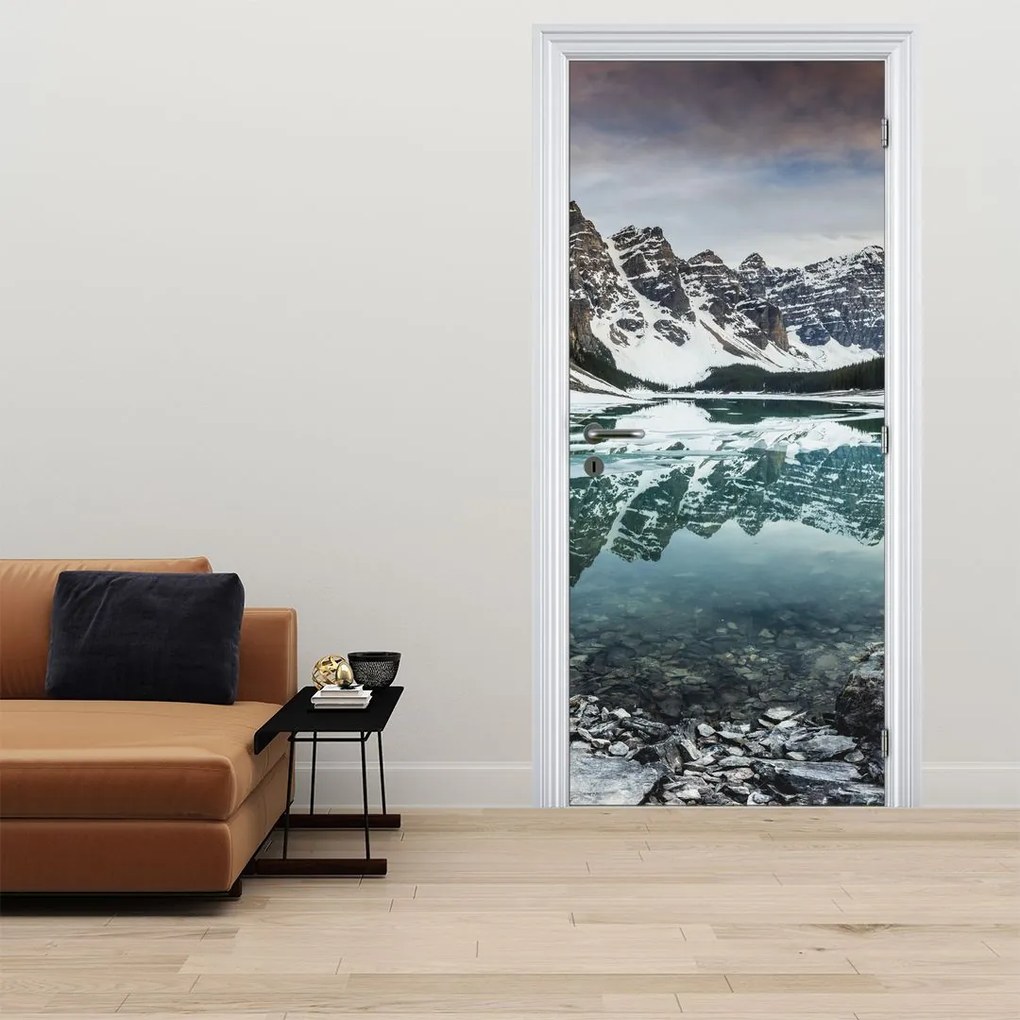 Fotótapéta ajtóra - Tó télen (95x205cm)