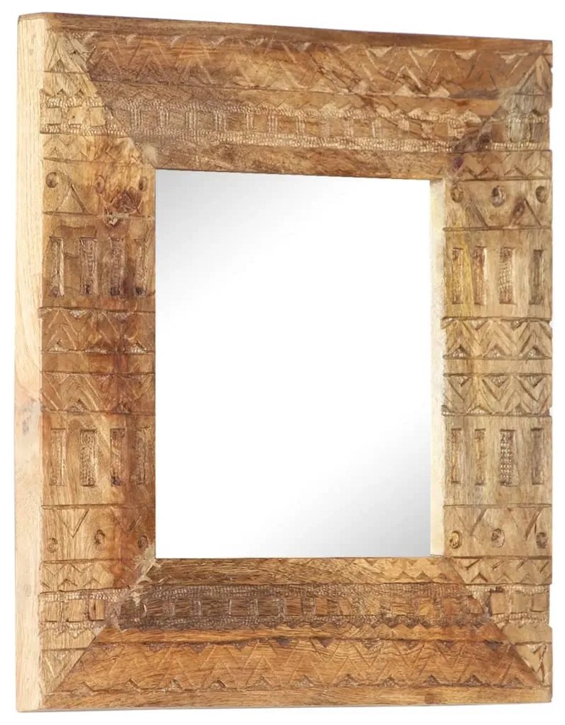 kézzel faragott tömör mangófa tükör 50 x 50 x 2,5 cm