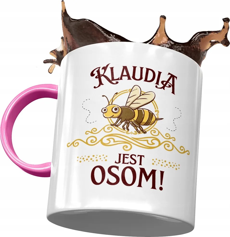 Rózsaszín Bögre Klaudia Barátnő Feleség Ajándék Nyomtatott Fotóval