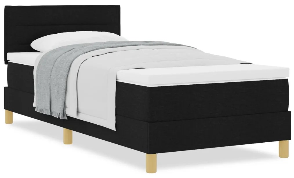Box Spring ágy matraccal Fekete 90x200 cm Szövet
