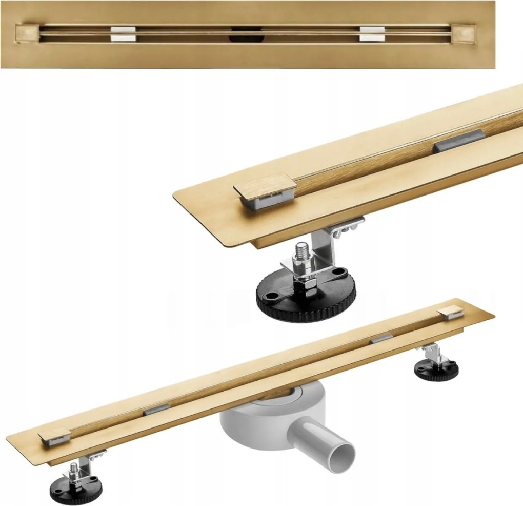 Lineáris lefolyó 60cm Arany Slim láthatatlan keskeny padló forgó szifon