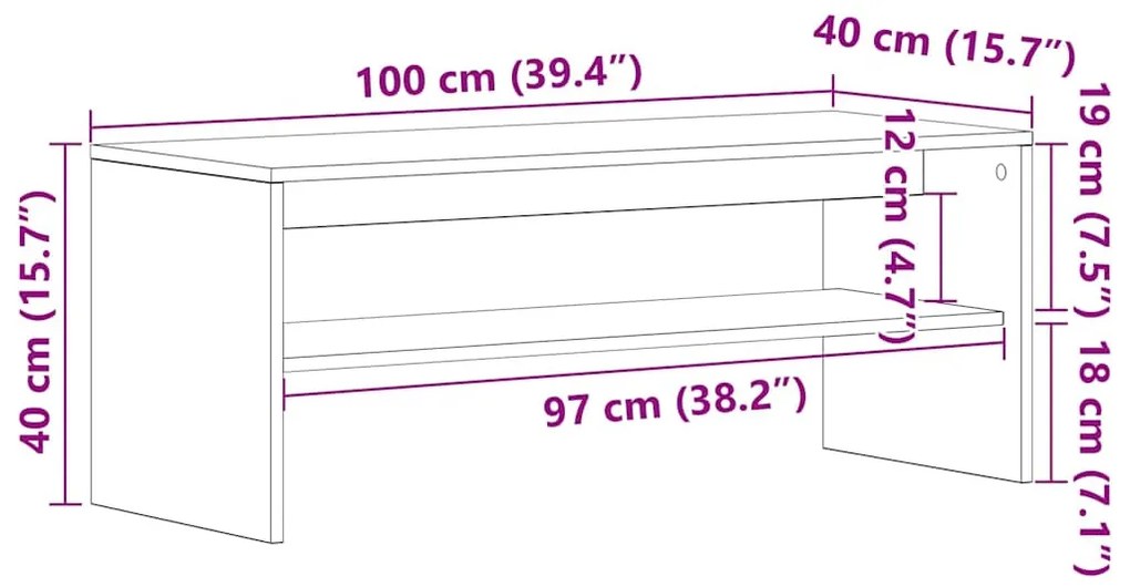 betonszürke forgácslap TV-szekrény 100 x 40 x 40 cm