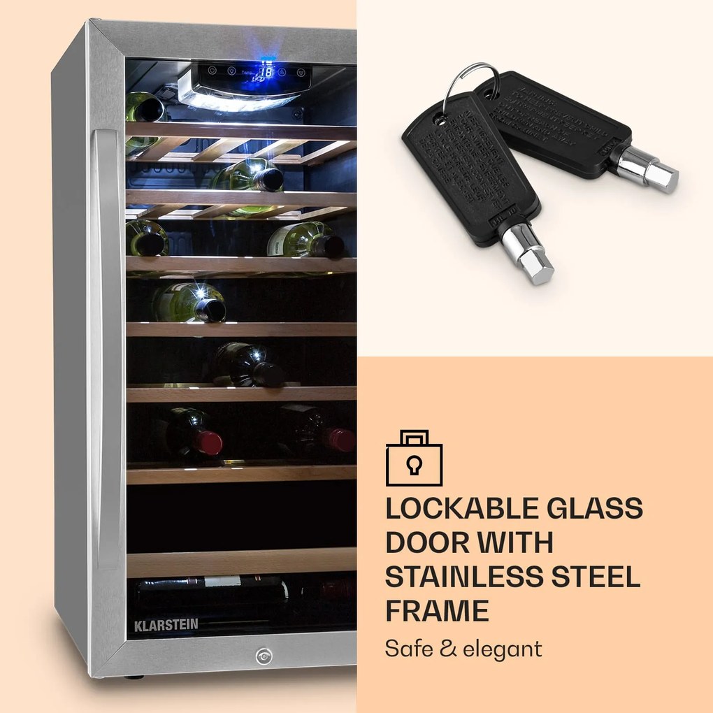 Klarstein Vivo Vino 26, 88 liter, borhűtő, 26 palack, fekete, LED