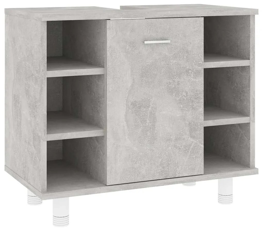 Betonszürke szerelt fa fürdőszobaszekrény 60 x 32 x 53,5 cm