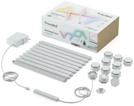 Nanoleaf NL59-K-0002LW-9PK-EU-KÉSZLET 9x LED RGBW Dimmelhető sín LINES 1200-6000K Wi-Fi