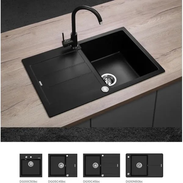 Concept BDG3334BC - 33,5 cm gránit/fekete mosogató csaptelep