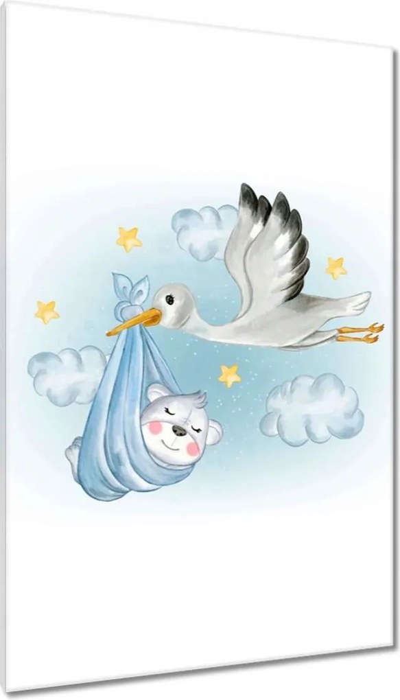 Vászonkép 80x120 A gólya és a mackó Csöcs hozza a babát