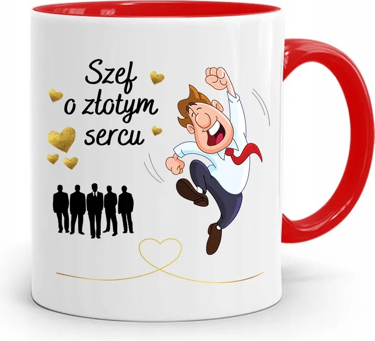 Piros Bögre Arany Szívű Főnöknek Ajándék fényképes nyomattal