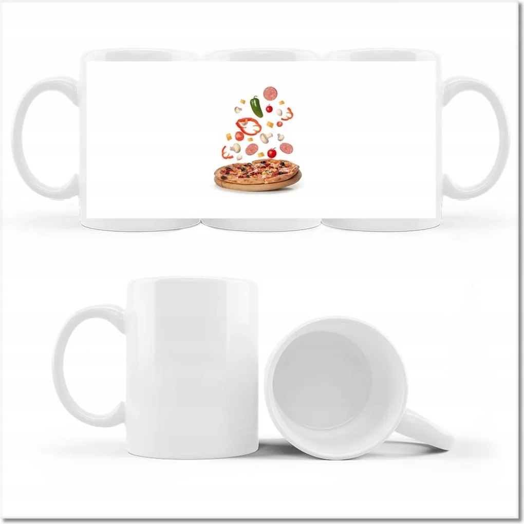 Pizza mintás bögre zöldségekkel és sajttal