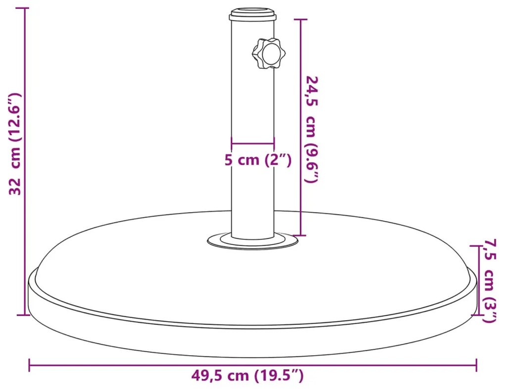 kerek napernyőtalp rúdhoz Ø32/35/38 mm 25 kg