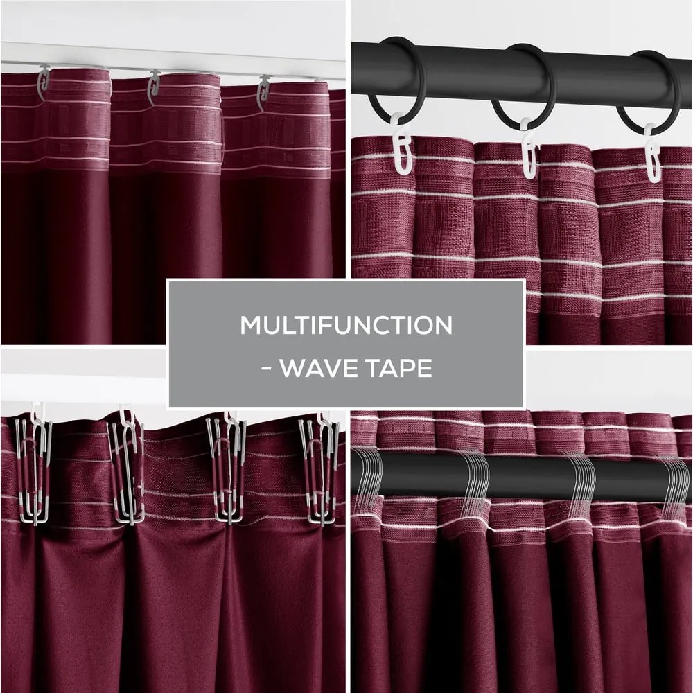 Borvörös bársony dimout (részleges sötétítő) függöny 140x245 cm Pleat – Restilo