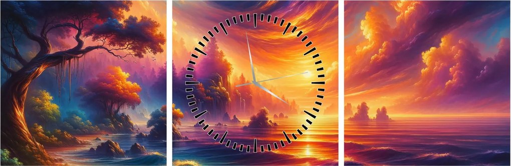 Kép - Varázslatos világ (órával) (90x30 cm)