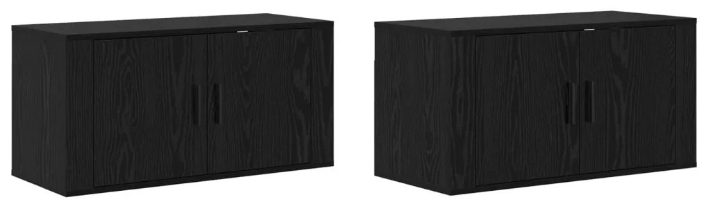 vidaXL Fali TV szekrény szett 2 pcs Fekete tölgy 80 x 34,5 x 40 cm
