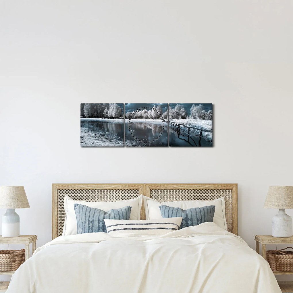 Kép - Fagyott táj (órával) (90x30 cm)