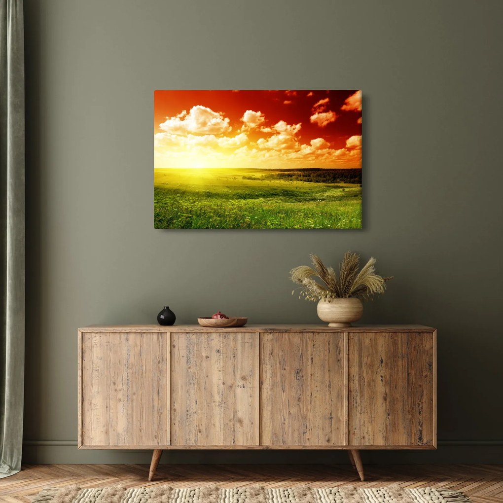 Rét képe ragyogó napfénnyel (90x60 cm)