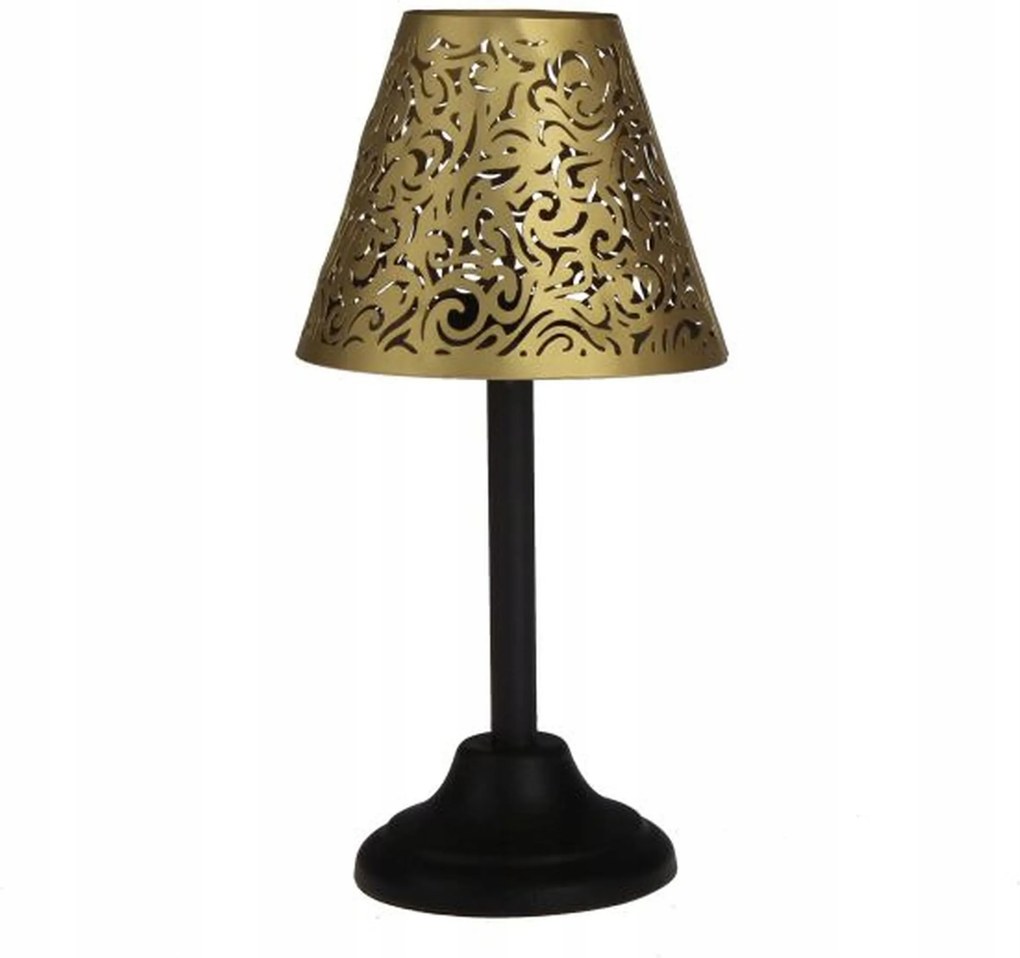 Fém Teamécsestartó T-light Fekete Arany Díszítéssel 24 cm