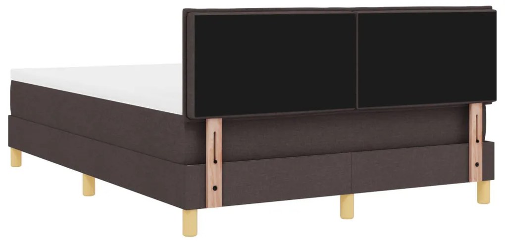 Box Spring Ágy Matraccal &amp; LED Sötétbarna 140x190 cm Szövet