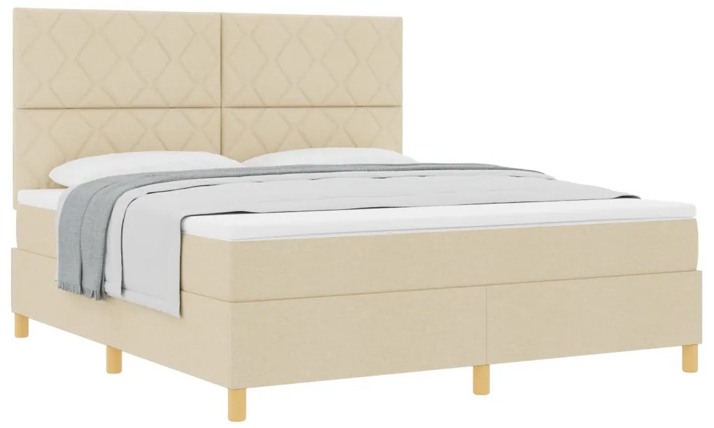Box Spring Ágy Matraccal Krém Szuper Király Szövet
