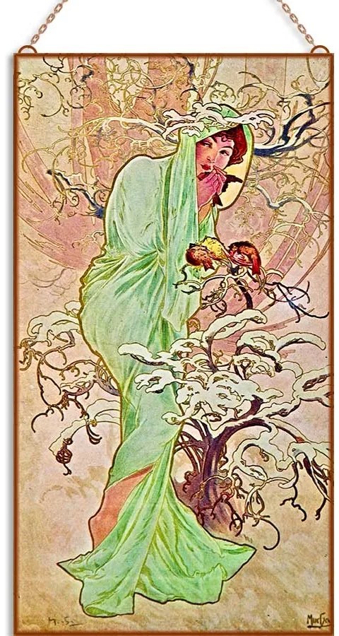 Alfons Mucha - Négy évszak (Garnitúra) üvegkép, falikép