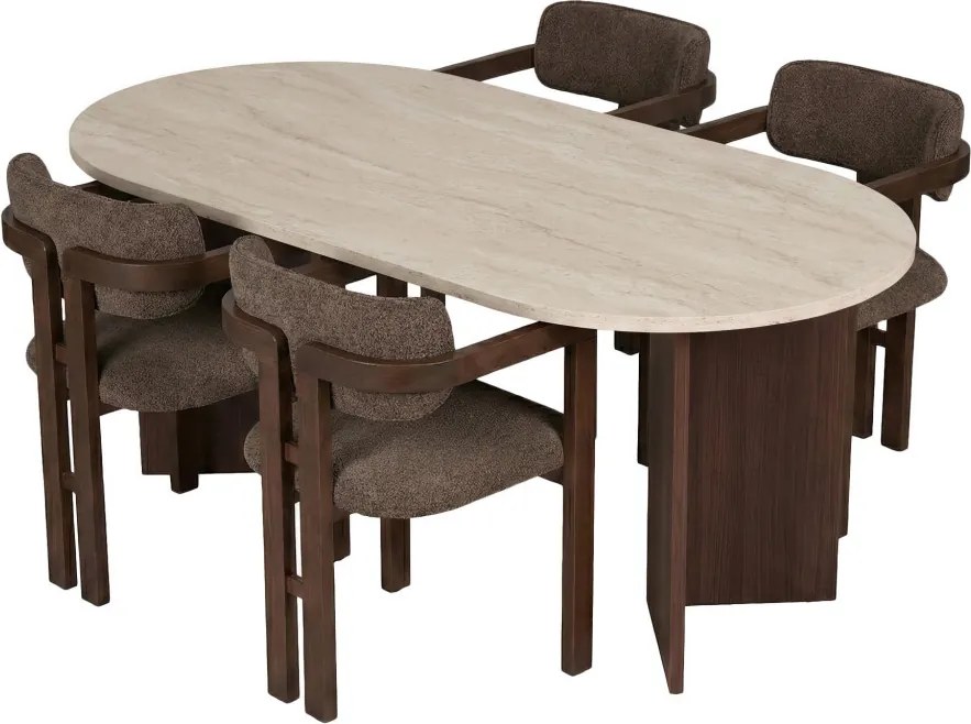 Meridia étkezőgarnitúra, travertin-milánói dió, 180 cm – TR199NRD1139