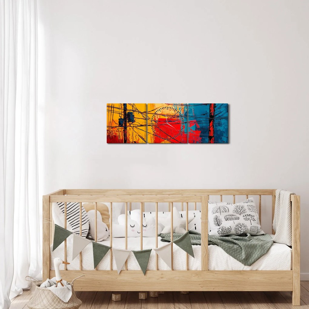 Kép - Absztrakt elektromos vezetékek (órával) (90x30 cm)