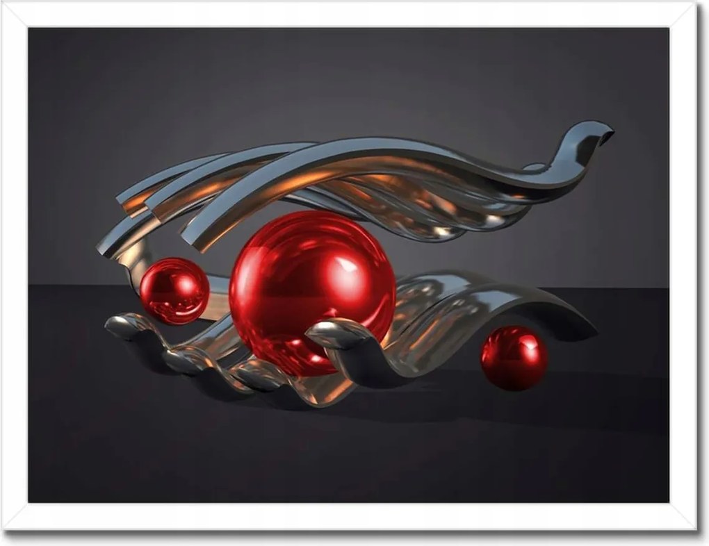 Poszterek keretben 40x30 Piros gömbök a kézben