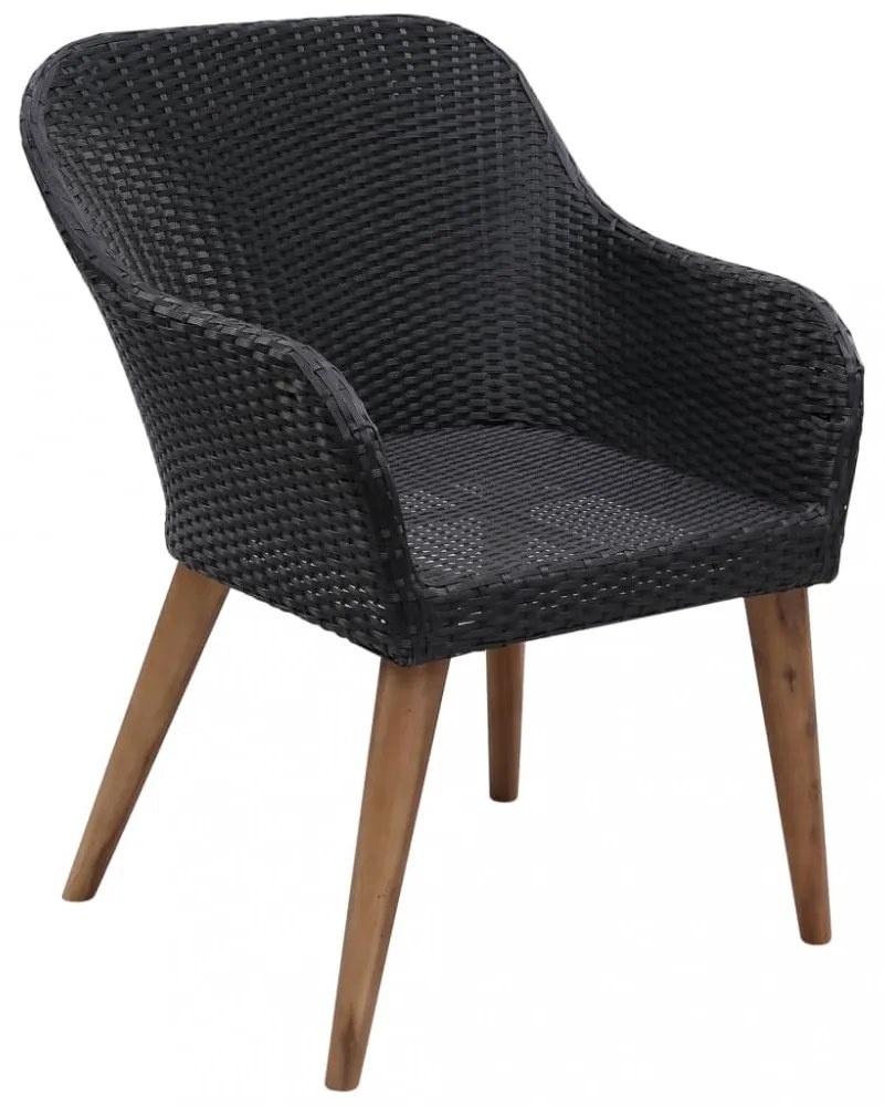 2 db fekete polyrattan kültéri szék párnával