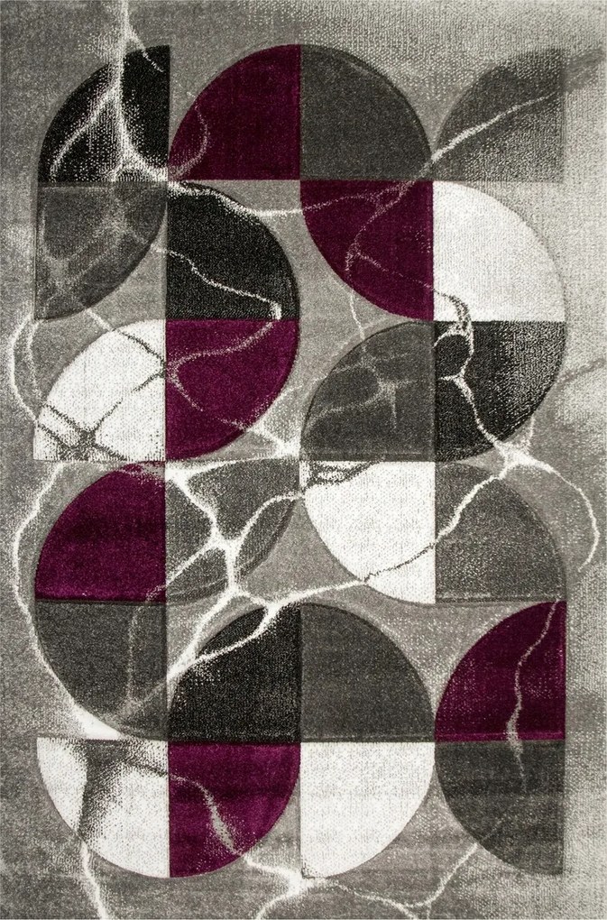 Puha Grafit Szőnyeg Lila Márvány Utánzat Amelia 240x330 cm