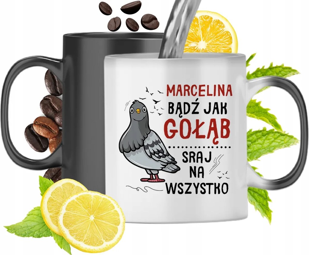 Mágikus bögre Marcelina számára Fekete matt nyomott mintával 330ml