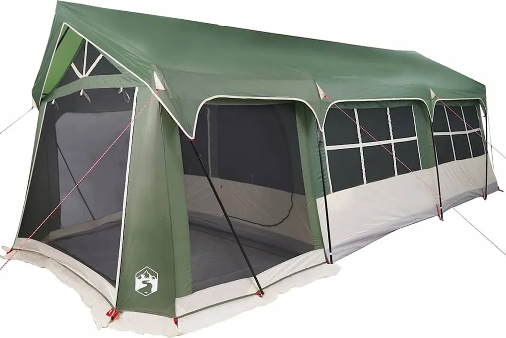 vidaXL Családi Sátor Zöld és Fehér 620 x 322 x 240 cm Poliészter