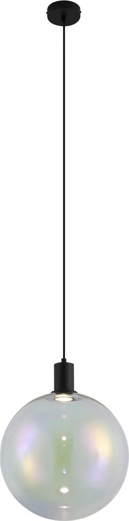 Design függőlámpa fekete szivárványos üveggel 35 cm - Mallon