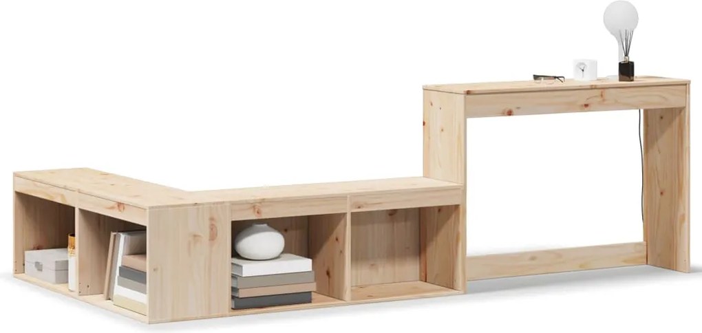 vidaXL tömör fenyőfa éjjeliszekrény íróasztallal 232 x 122 x 75 cm