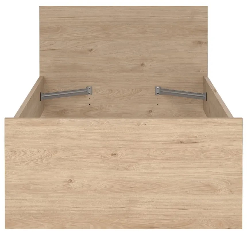 Natúr színű egyszemélyes ágy tölgyfa dekorral 90x190 cm Naia – Tvilum