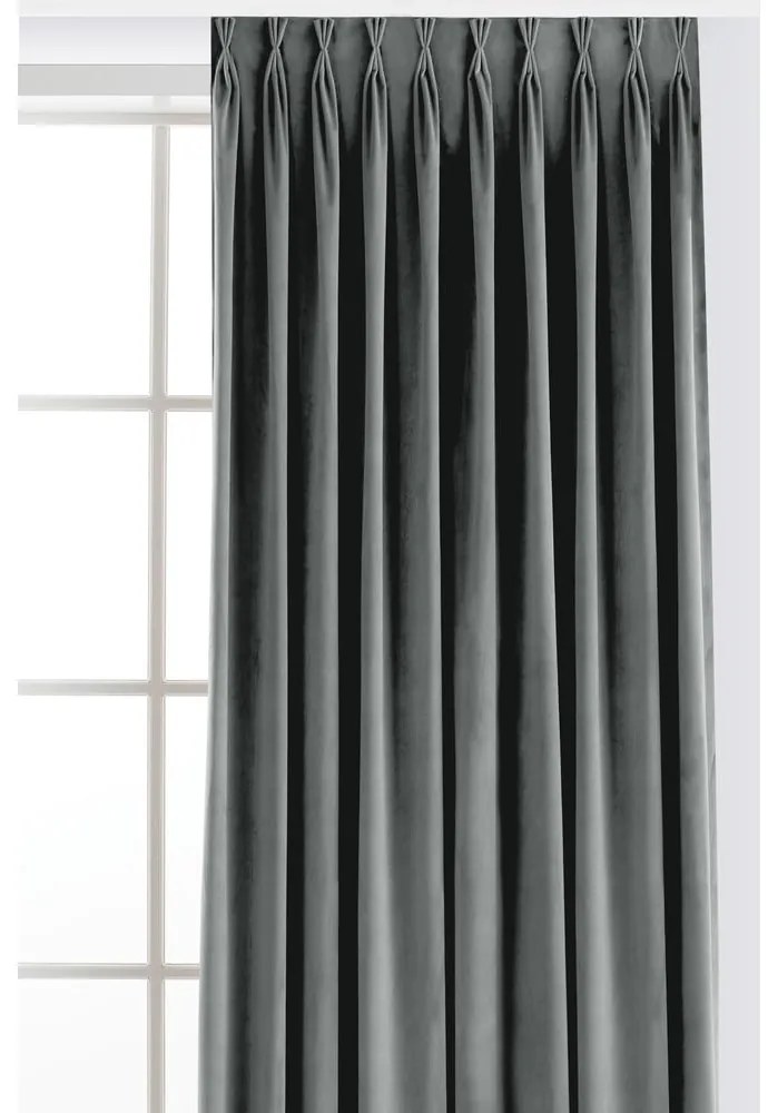 Szürke bársony dimout (részleges sötétítő) függöny 140x300 cm Velto – Filumi