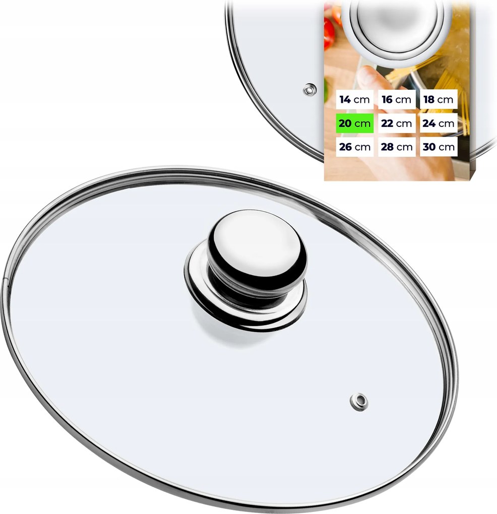 Hőálló Üveg Fedő Serpenyő Edényhez 20cm