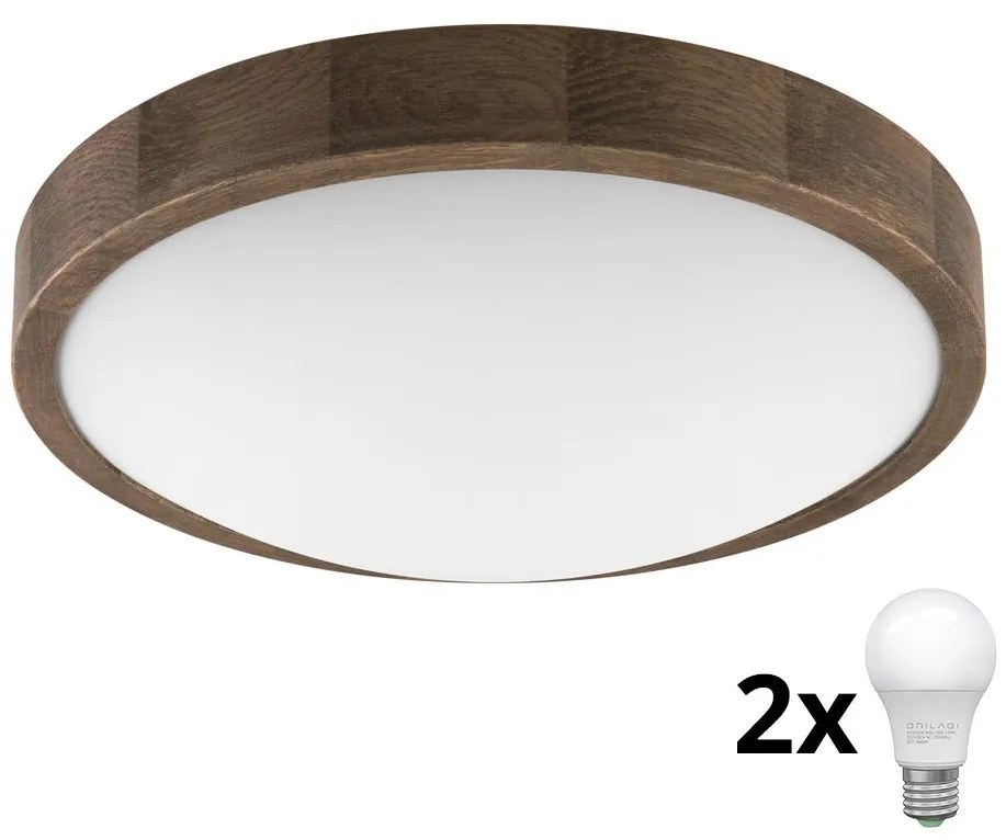 Brilagi - LED mennyezeti lámpa CARVALHO SLIM 2xE27/60W/230V tölgy-dió, Ø37 cm