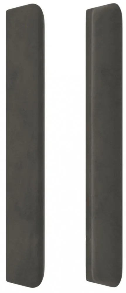 sötétszürke bársony fejtámla szárnyakkal 203x16x118/128 cm